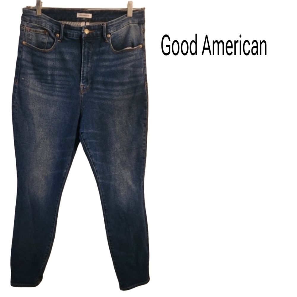 Good American Plus Size Stretchy  Blue Denim Jeans Size 15/ 33